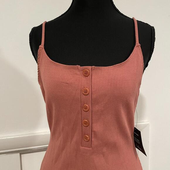 Fashionably Favored Dusty Rose Ribbed Bodycon Mini Dress. size large - Picture 5 of 8